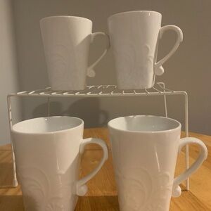 4 Corelle Cherish White Porcelain Coffee Mugs